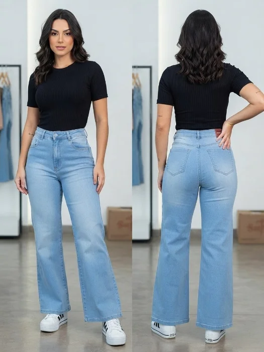 Wide Leg Elastizado  Celeste