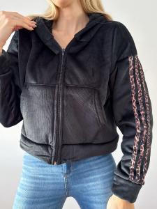 Campera Crop Corderoy con Piel