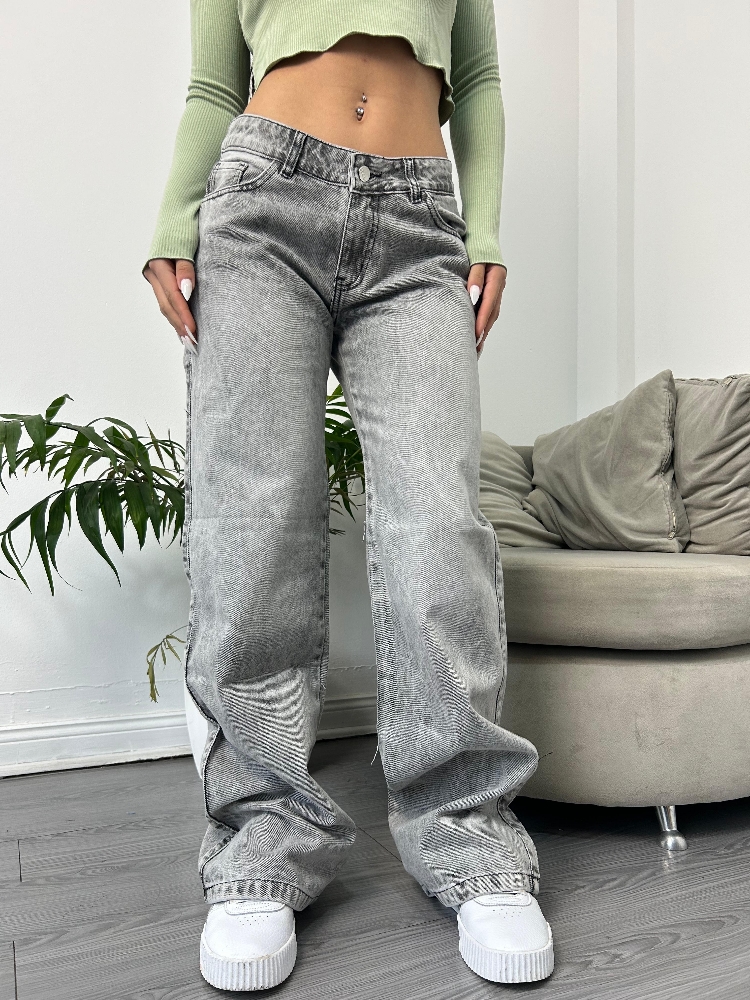 Wide Leg Tiro bajo Gris Claro - Imagen 2