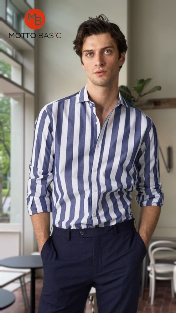 Camisa Entallada Elastizada Raya Ancha - Imagen 2