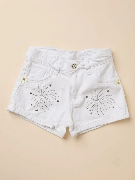 Short Mom Blanco C/brillo Nena