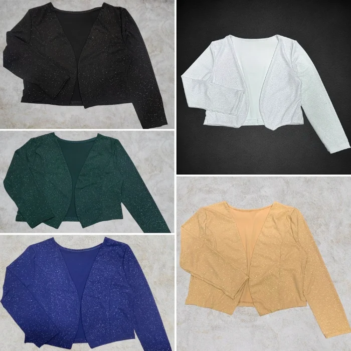 Blazer Bolerito  Gliter, de Fiesta.