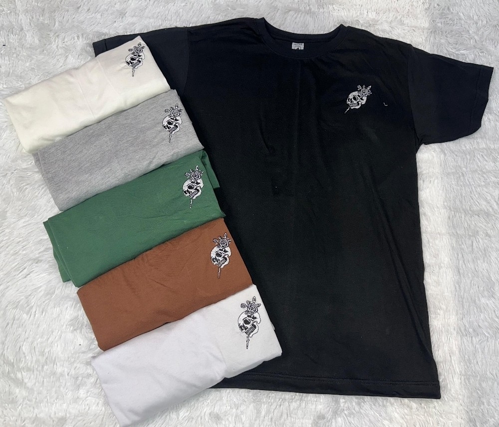 Remeras Cráneo Logo Bordado Algodón Peinado - Imagen 2