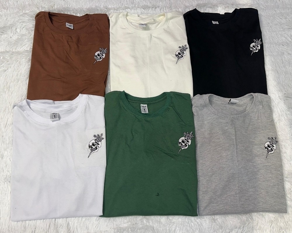 Remeras Cráneo Logo Bordado Algodón Peinado - Imagen 3