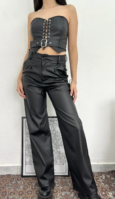 Pantalón Wide Led de Cuerina