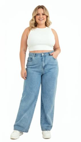 Jeans Wide Leg Grandes Dama - Pantalón Ancho Especial Mujer Promos Mayoristas Hotsale - Miniatura 1