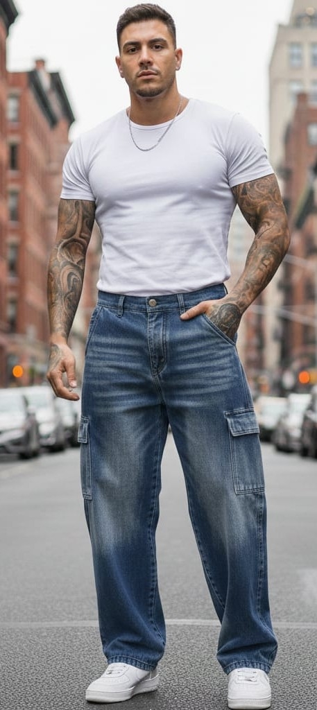 Baggy Cargo Celeste Arenado - Imagen 4