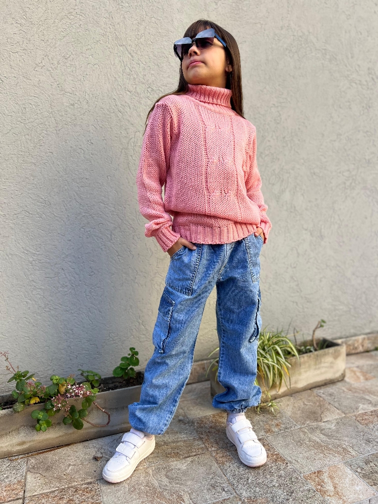 Mom Jogger Azul C/puño Unisex - Imagen 1