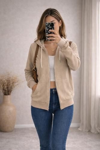 Campera Frizada Lisa Mujer