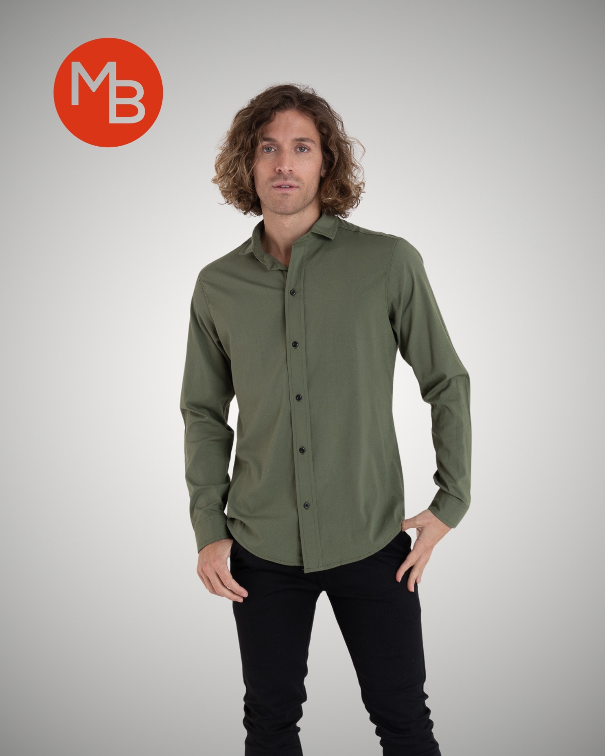 Camisa Entallada Elastizada Lisa - 2.jpg