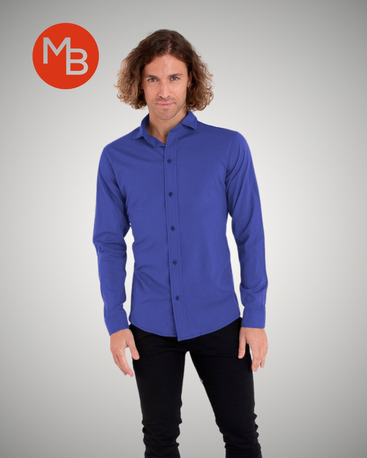 Camisa Entallada Elastizada Lisa - 3.jpg