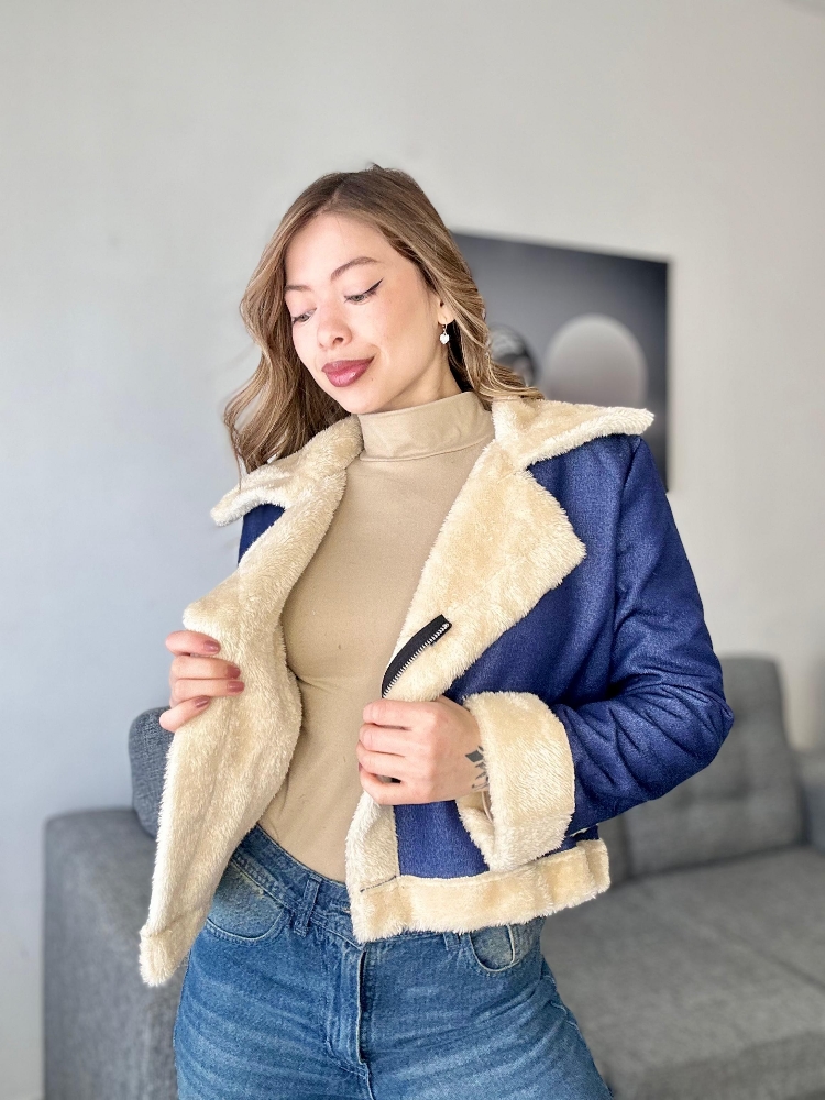 Campera Jeans con Corderito - Imagen 2