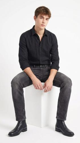 Jean Semi Recto Hombre Negro  Pantalón Ancho Caballero  Promos Hotsale