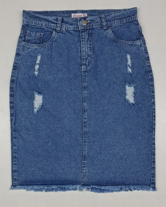 Jeans con Roturas Largo bajo la Rodilla