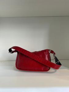 Cartera  Baguette Mini Bags Bordo Rojo Negro Suela Azul Jeans  al Hombro - Miniatura 2
