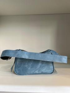 Cartera  Baguette Mini Bags Bordo Rojo Negro Suela Azul Jeans  al Hombro - Miniatura 3