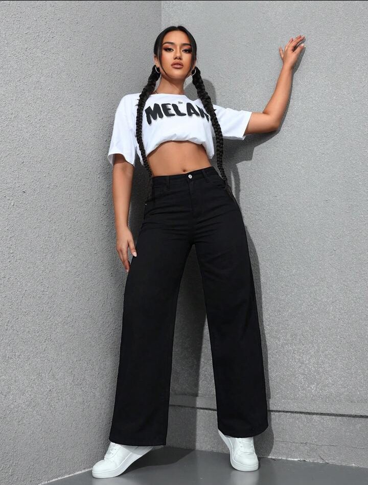 Jeans Wide Leg Negro Dama Pantalones Anchos Mujer Promos Descuentos Mayoristas - Imagen 1