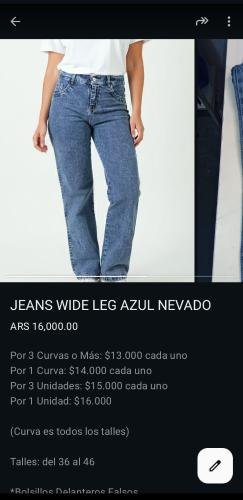 Jean Wide Leg Nevado Dama  Pantalon Ancho Mujer  Promos Mayoristas Hotsale Descuentos - Miniatura 2