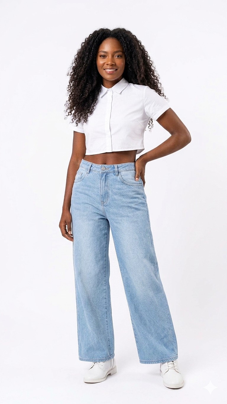 Jeans Wide Leg Celeste Dama Pantalones Anchos Mujer Promos Hotsale Descuentos - Imagen 5