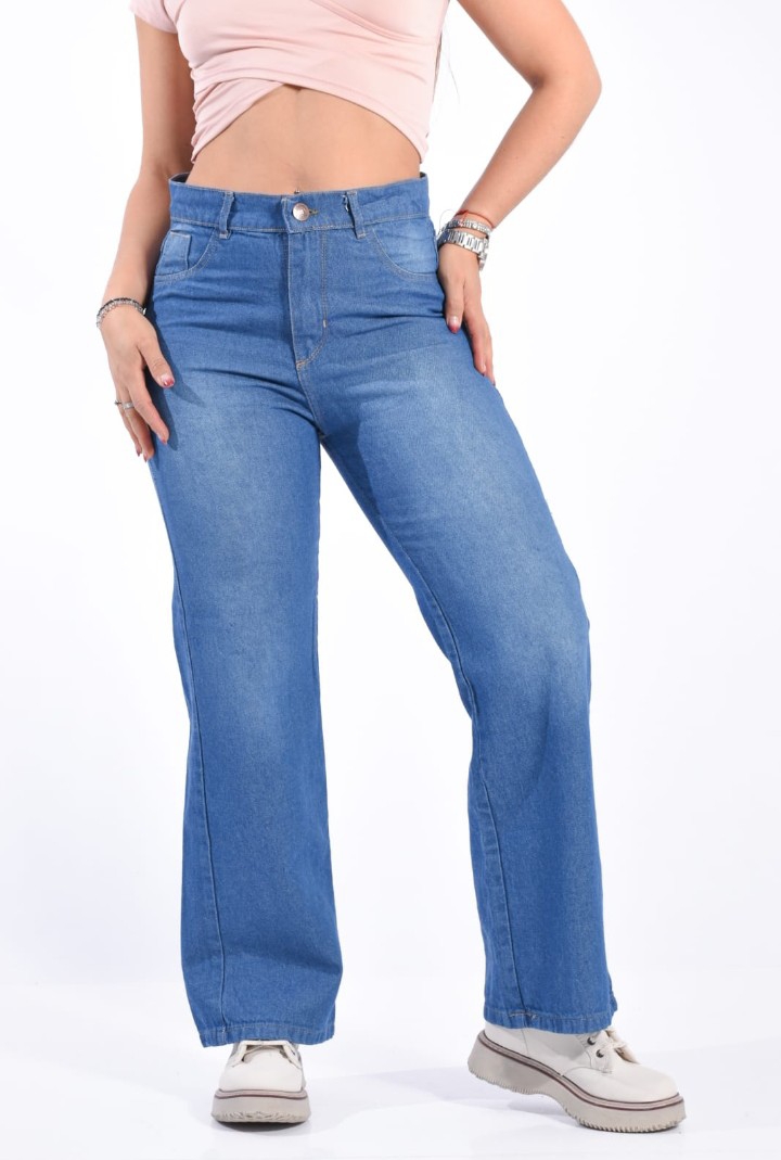 Jeans Wide Leg Celeste Dama Pantalones Anchos Mujer Promos Hotsale Descuentos - Imagen 4