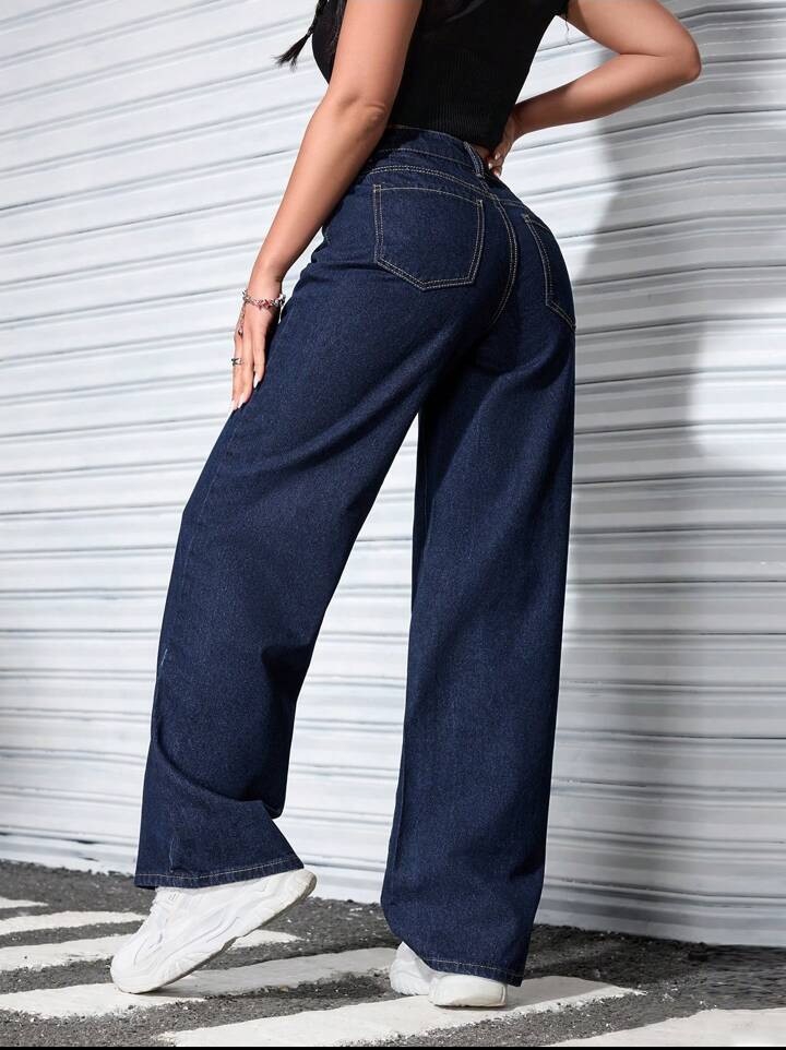 Jeans Wide Leg Azul Vintage Dama Pantalones Anchos Mujer Promos Hotsale Descuentos - Imagen 2