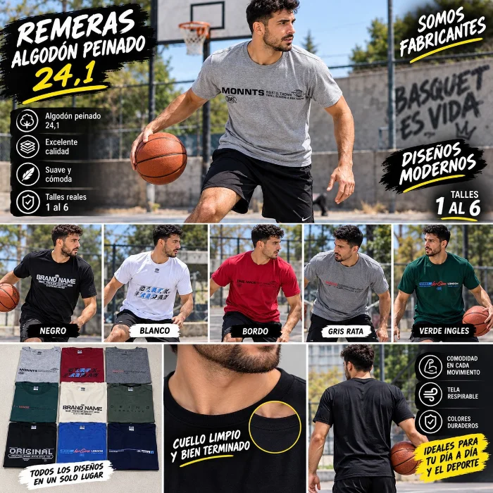 Remeras Algodon Peinado Calidad 24,1