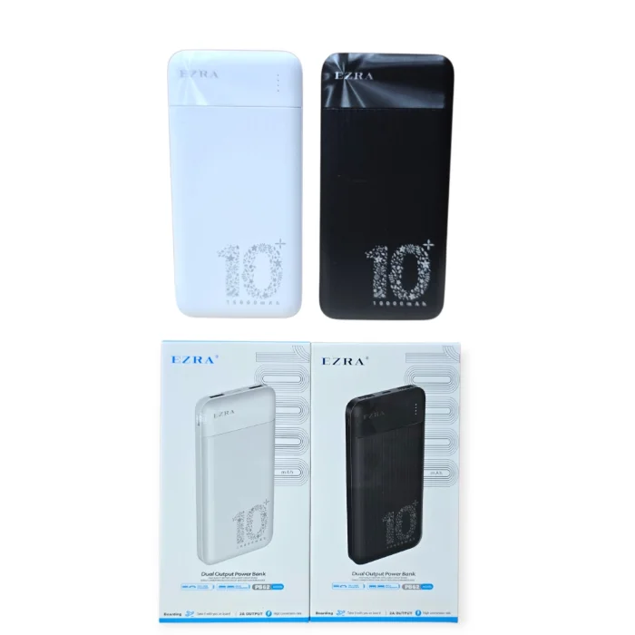 Power Bank Ezra 10000 Mah Real 2usb - 1tipo C (pb62)