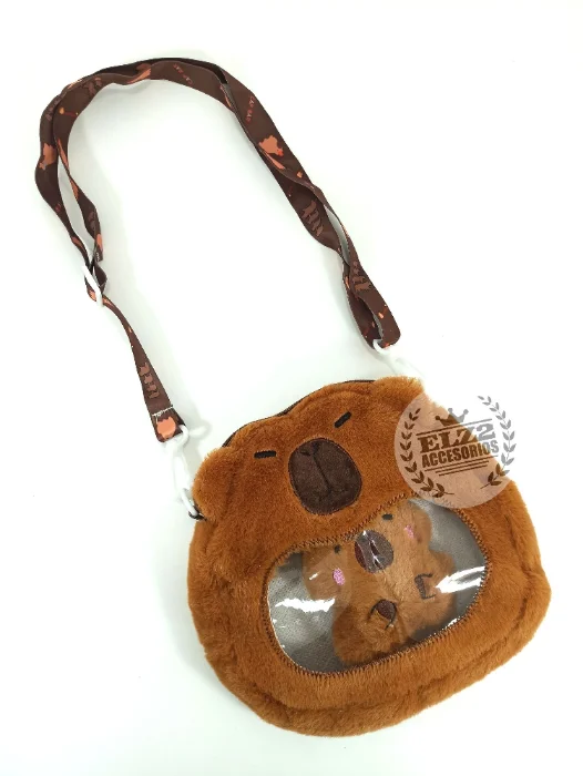 Carteritas Bandoleras Infantiles de Capibaras con Visor y Llavero