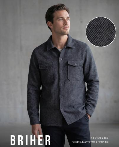 Camisaco de Paño Espigado Gris
