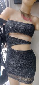 Vestido Strapless  Lentejuelas