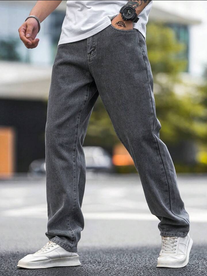 Jeans Semi Recto Gris Hombre Pantalones Chupin Caballero Promos Hotsale Descuentos - Imagen 1