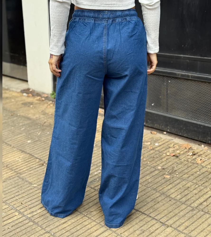 Palazo "c/elástico" en Jean Rígido Azul - Imagen 3