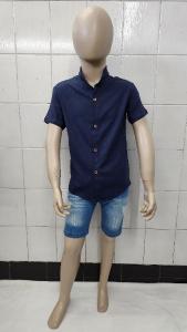 Camisas Lino Liso con Spandex de Ñiños Cuello Mao - Miniatura 2