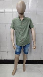 Camisas Lino Liso con Spandex de Ñiños Cuello Mao - Miniatura 3