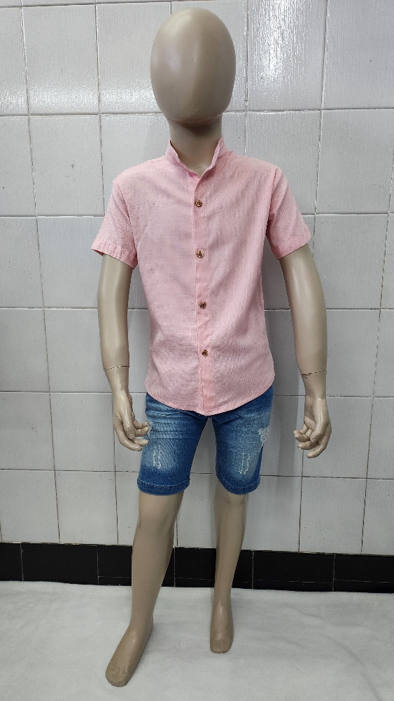 Camisas Lino Liso con Spandex de Ñiños Cuello Mao - Imagen 4