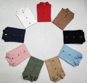 Camisas Lino Liso con Spandex de Ñiños Cuello Mao - Miniatura 6
