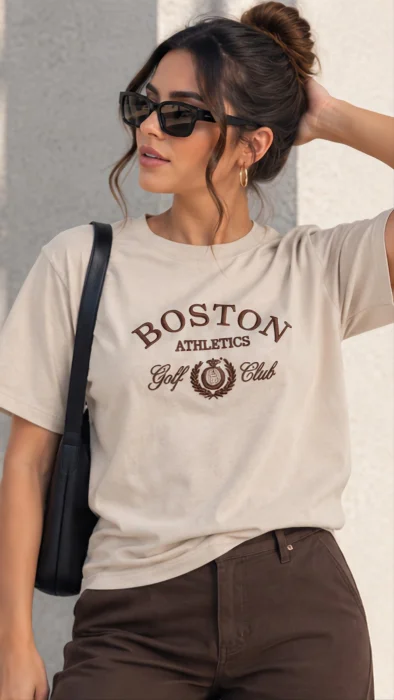 Remera Algodón Peinado Bordada