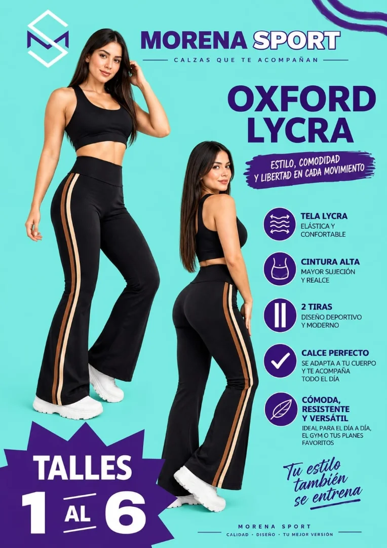 Calzas Oxford Lycra con Dos Tiras Blancas - Imagen 2