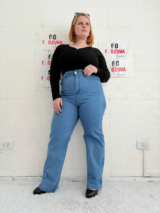 Wide Leg Elastizado 52 al 60. Color Turquesa