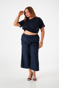 9700 Wide Leg Capri con Elástico Curvy