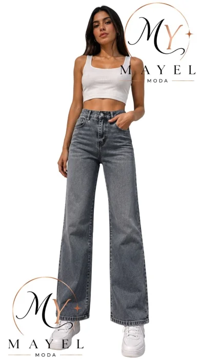 Wide Leg Rígido Gris