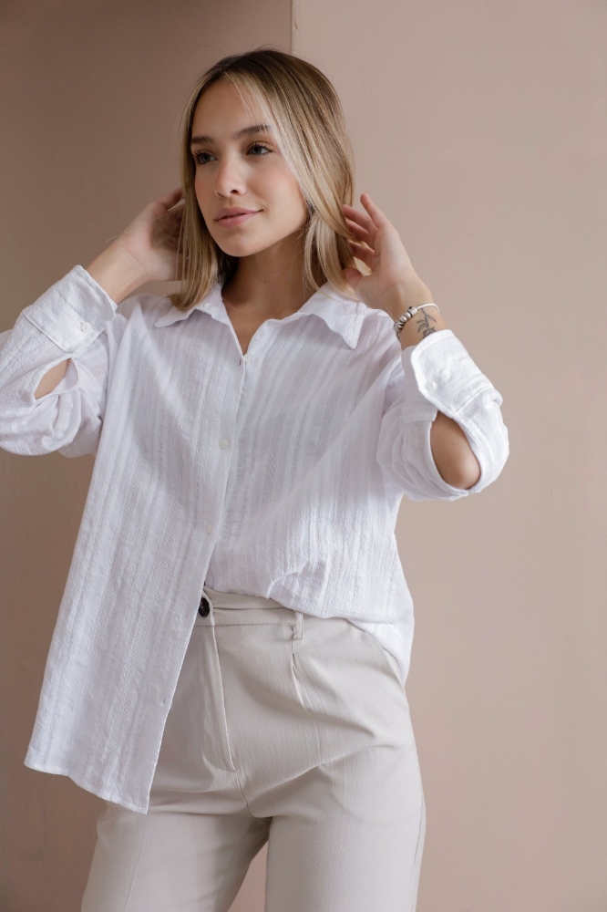 C270 Camisa Broderie Manga Larga - Imagen 3