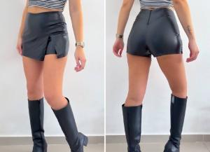 Short-pollera Cuerina con Cierre - Miniatura 2