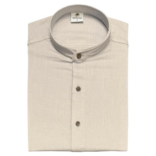 Camisa de Lino Cuello Mao Elastizado - Miniatura 5