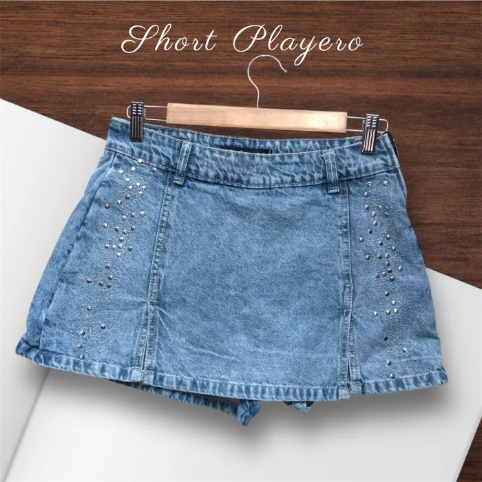 Short Pollera con Brillo Dama