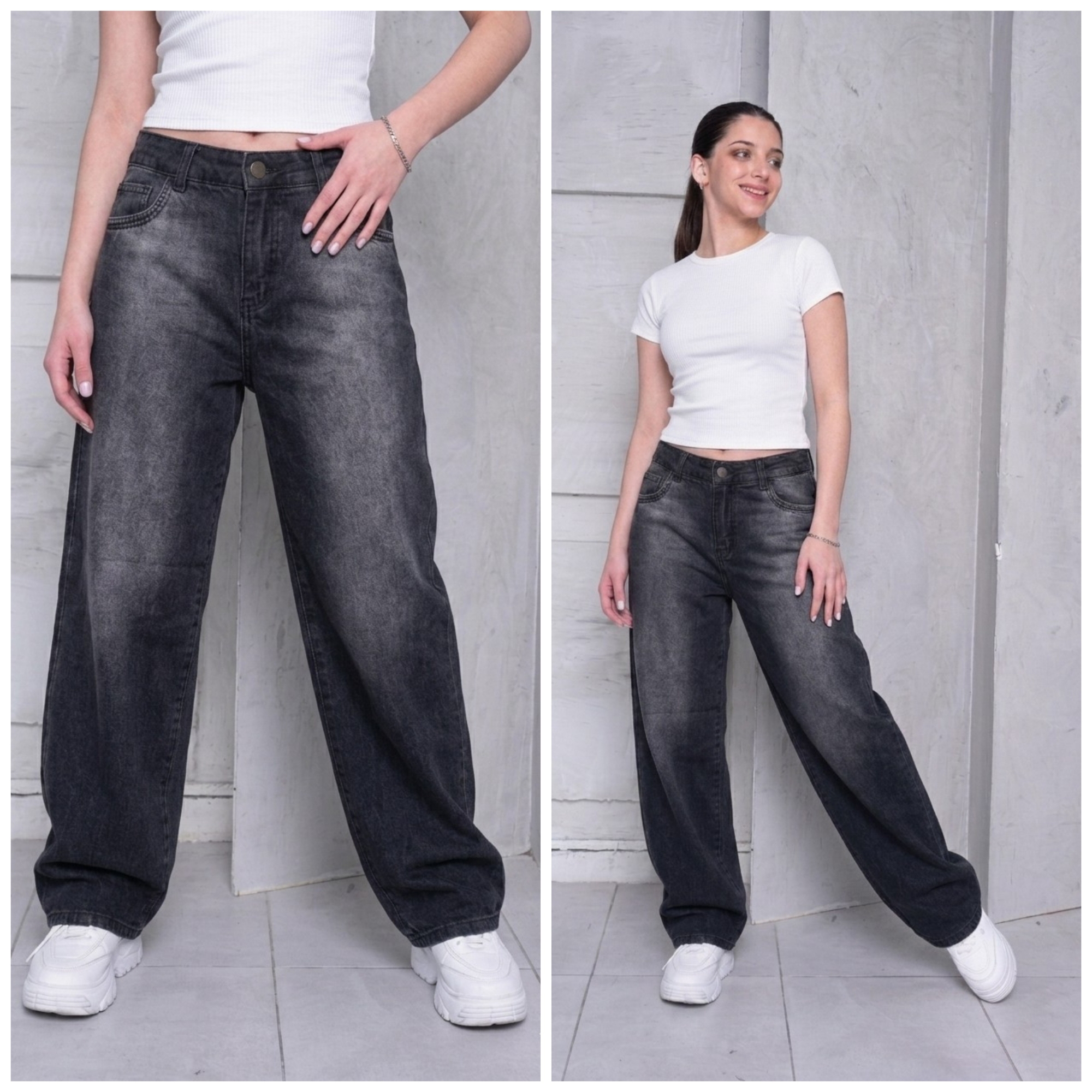 Jean Baggy de Dama Gris - Imagen 1