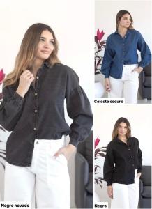 Camisa de Jean Manga Globo