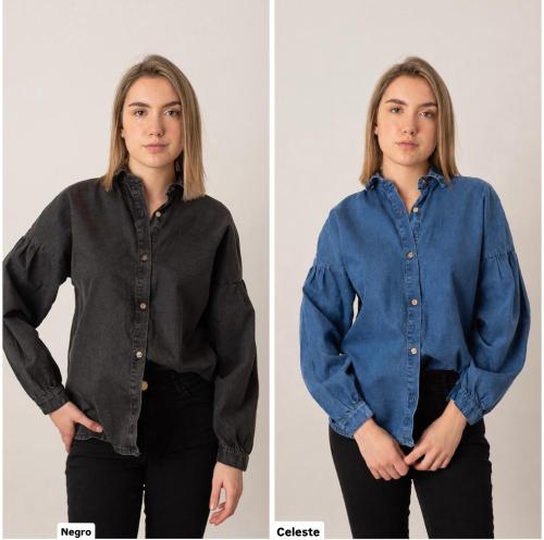 Camisa de Jean Manga Globo