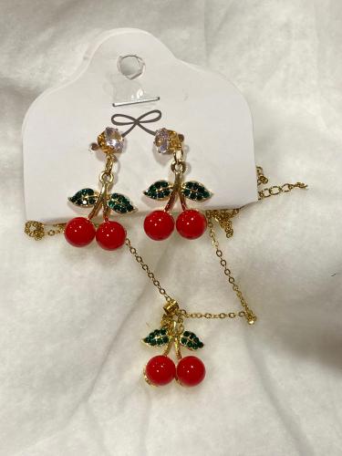 Conjunto Collar y Aros de Cereza Frutilla - Miniatura 2