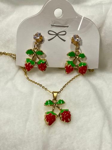 Conjunto Collar y Aros de Cereza Frutilla - Miniatura 3